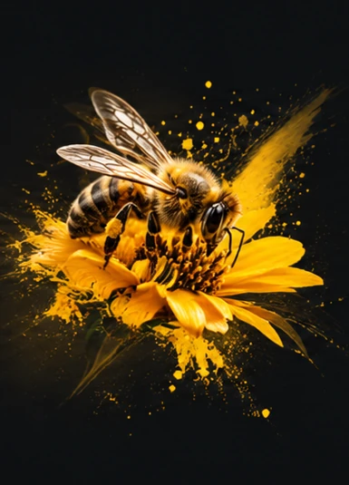 Abeja de BUZZYY sobre una flor amarilla